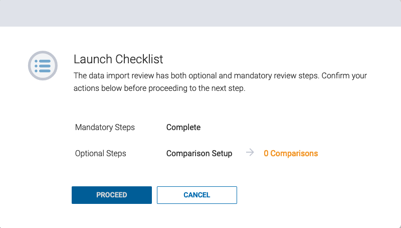 A screenshot of the launch checklist modal with the comparison step listed as incomplete.