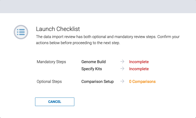 A screenshot of the launch checklist modal with all steps listed as incomplete.